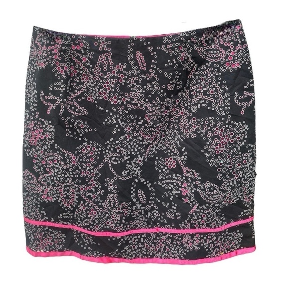bently a. Y2K Perforated Black/ White Circle Overlay Mini Skirt I Size: 14 - Picture 1 of 13
